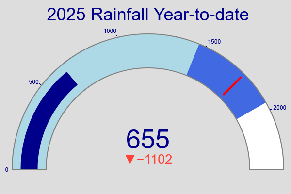 Plotly generated year-to-date rainfall gauge